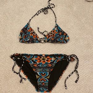 Ikat print side tie bikini